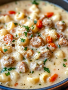 Creamy Parmesan Italian Sausage Ditalini Soup