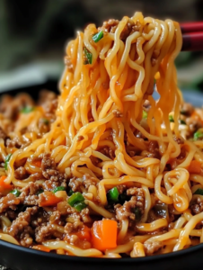 Mongolian Ground Beef Noodles