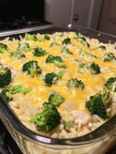 Broccoli, Rice, Cheese, and Chicken Casserole