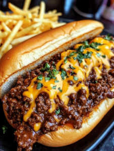 Cheesy Chili Sloppy Joe Sandwich