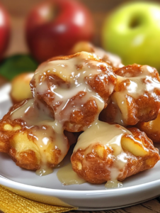 Cinnamon Apple Fritters with Vanilla Glaze