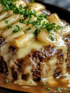 Crockpot French Onion Meatloaf with Melted Swiss Cheese