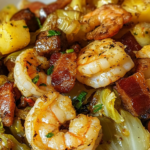 Fried Cabbage with Shrimp, Sausage & Bacon