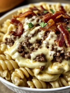 Loaded Bacon Cheeseburger Alfredo Pasta