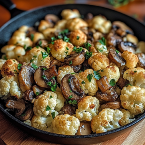 Garlic Mushrooms & Cauliflower Skillet Delight