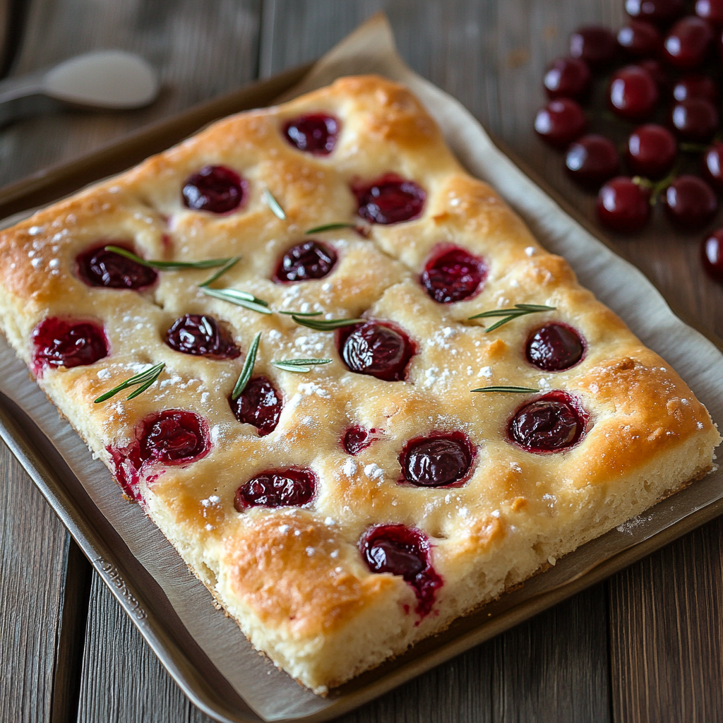 Sour Cherry and Rosemary Focaccia Recipe