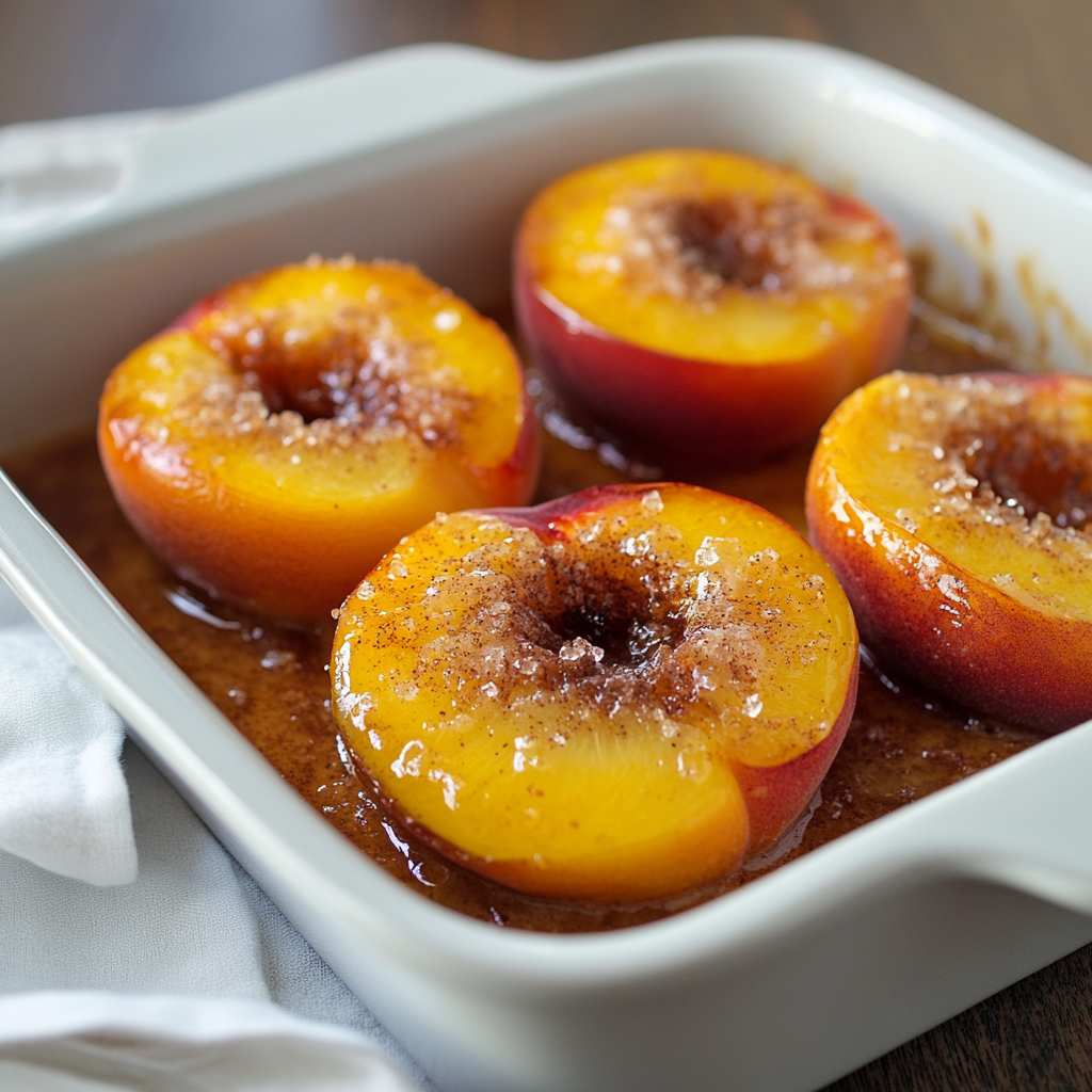 Baked Peaches with Cinnamon Sugar Recipe