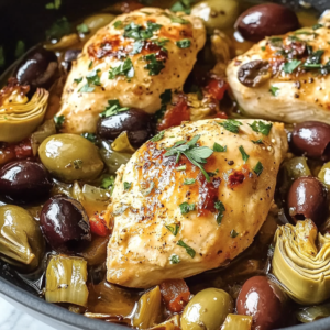 Easy 30-minute Mediterranean chicken recipe with olives & artichokes