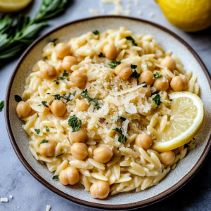 Creamy Lemon Ricotta Orzo with Chickpeas | Easy Dinner Recipe