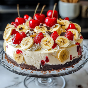No Bake Banana Split Cheesecake | Easy Summer Dessert