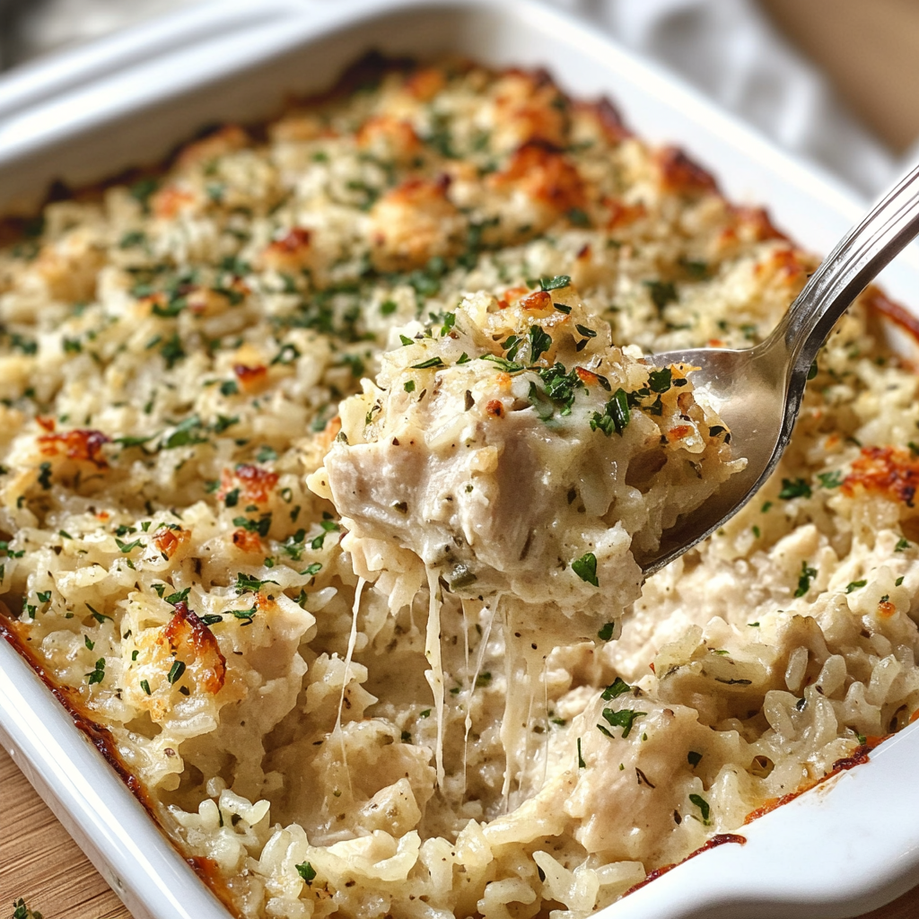 Garlic Parmesan Chicken Rice Casserole