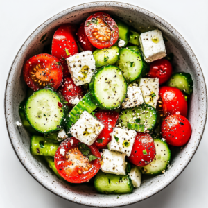 Easy Greek Cucumber Tomato Feta Salad