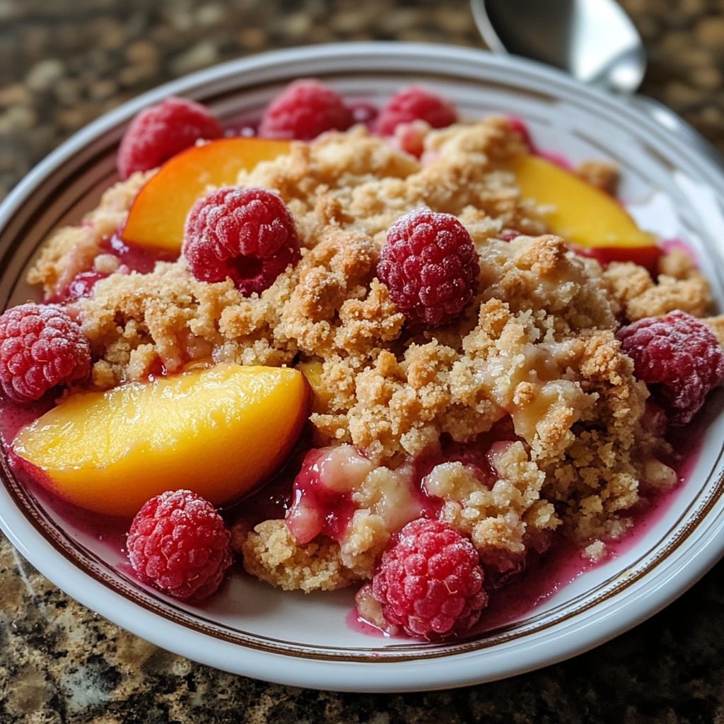Peach and Raspberry Crumble