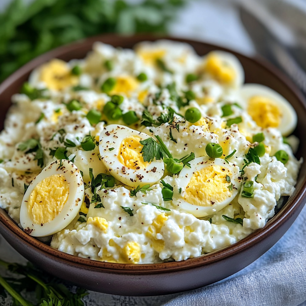 Egg Salad with Cottage Cheese and Herbs – A Creamy, Refreshing Twist on a Classic