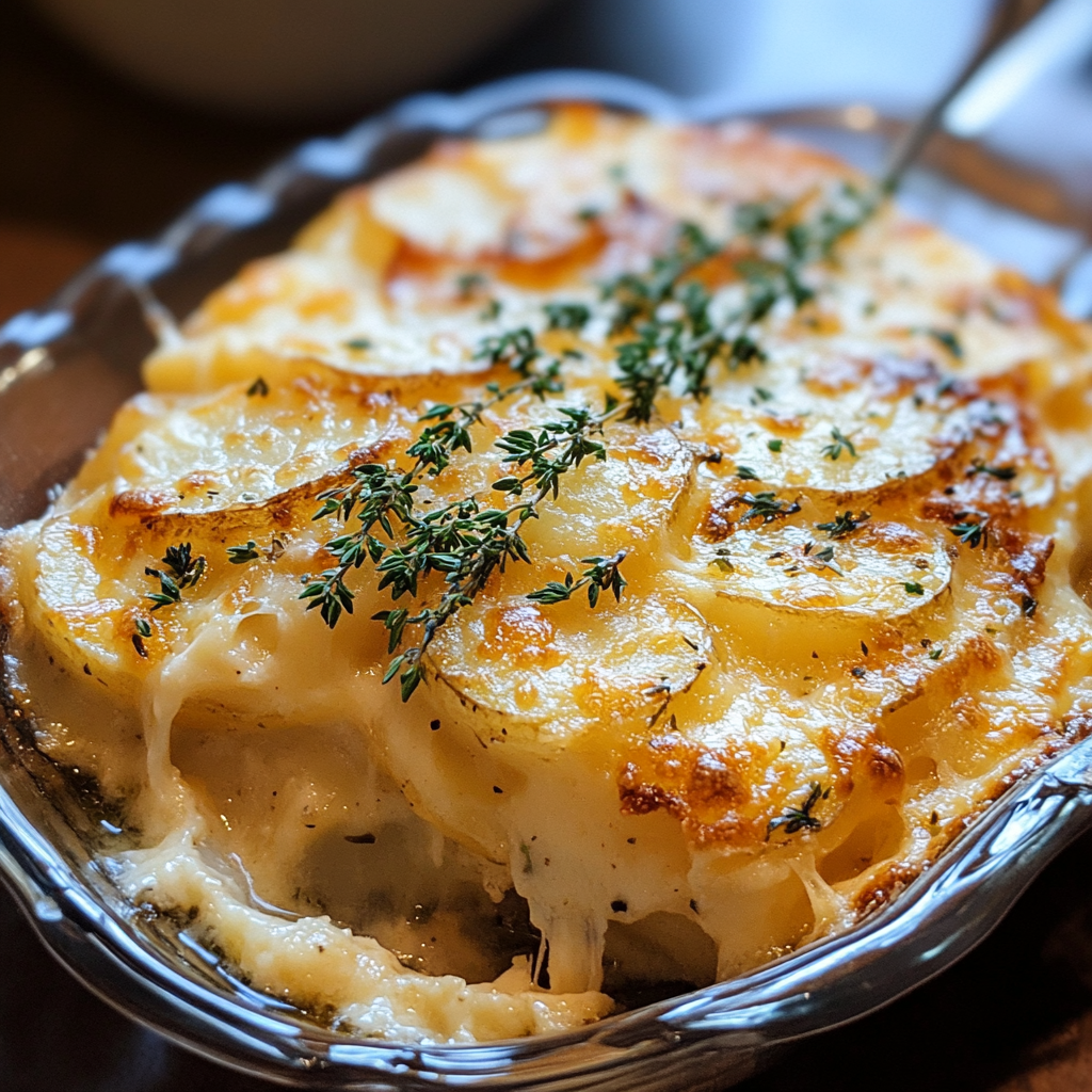 Scalloped Potatoes with Gruyere and Cheddar: