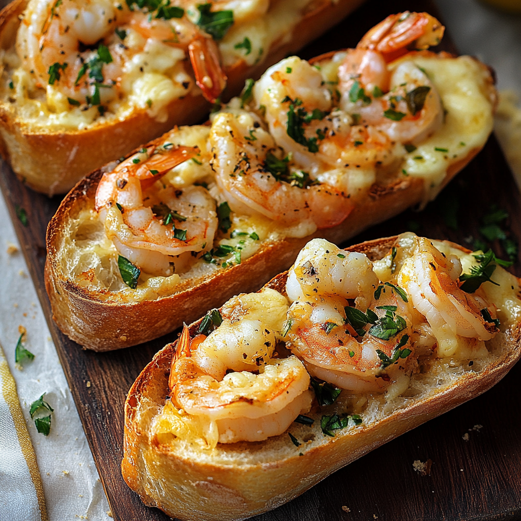 Garlicky Shrimp Ciabatta with Cheddar Jack