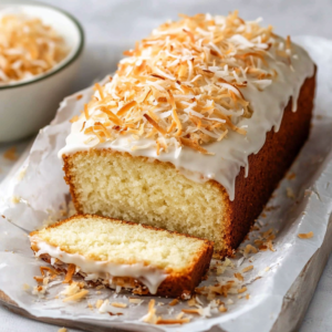 Coconut Bread with Cream Cheese Glaze