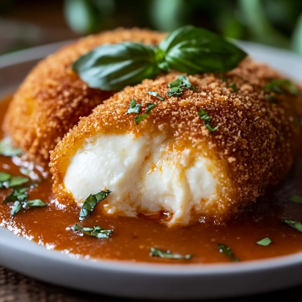 Chicken Parmesan Stuffed with Cream Cheese