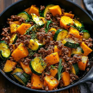 Ground Beef Zucchini Sweet Potato Skillet