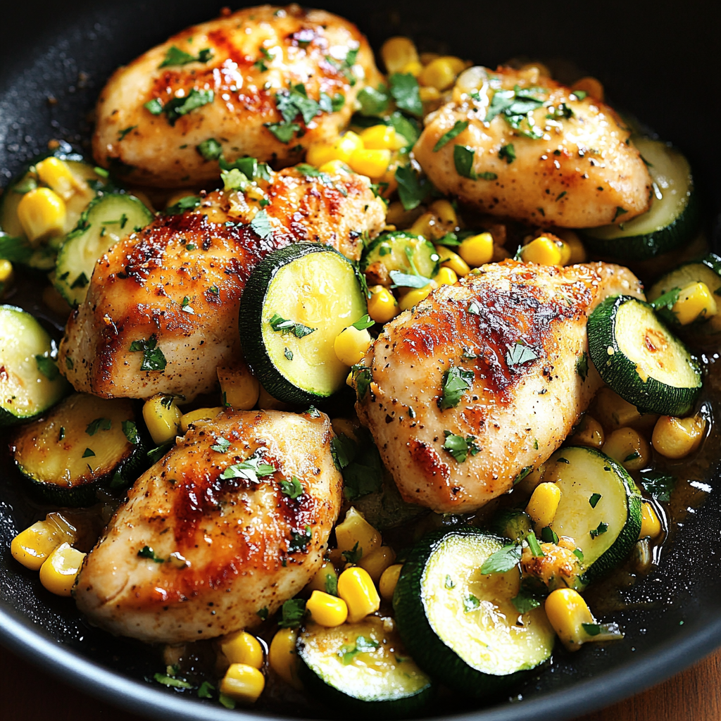 Garlic Butter Chicken with Zucchini and Corn