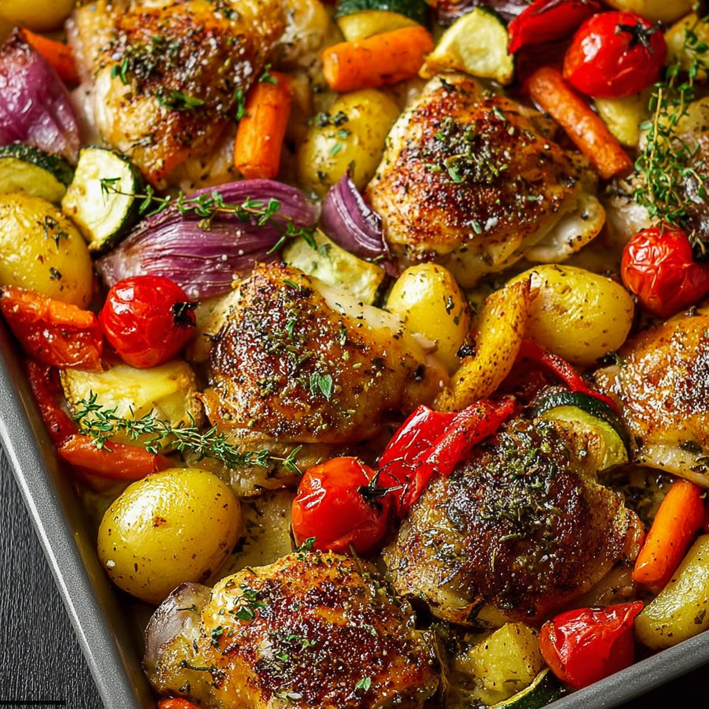 Insanely Good One-Pan Herb Chicken & Roasted Veggie Bake