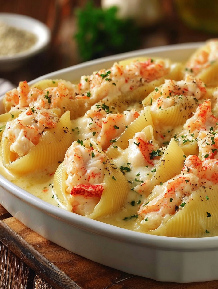 Garlic butter lobster stuffed shells recipe