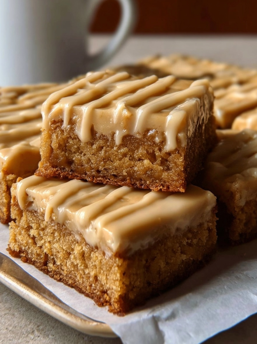Peanut Butter Blondies with Creamy Glaze