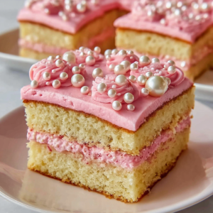 Pink Vanilla Cake Squares