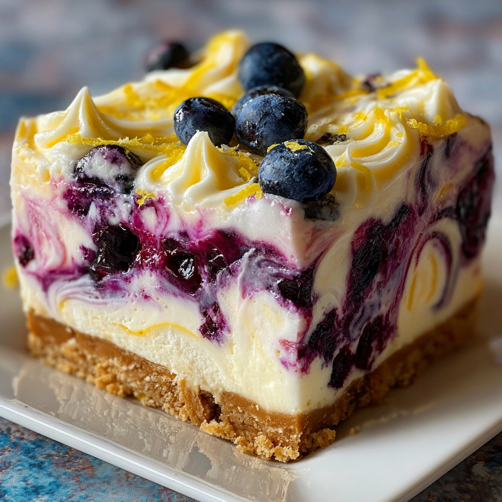No-Bake Lemon dazzling Blueberry cream Cake