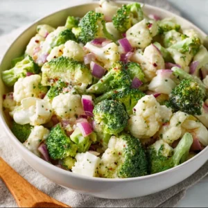 creamy broccoli cauliflower salad