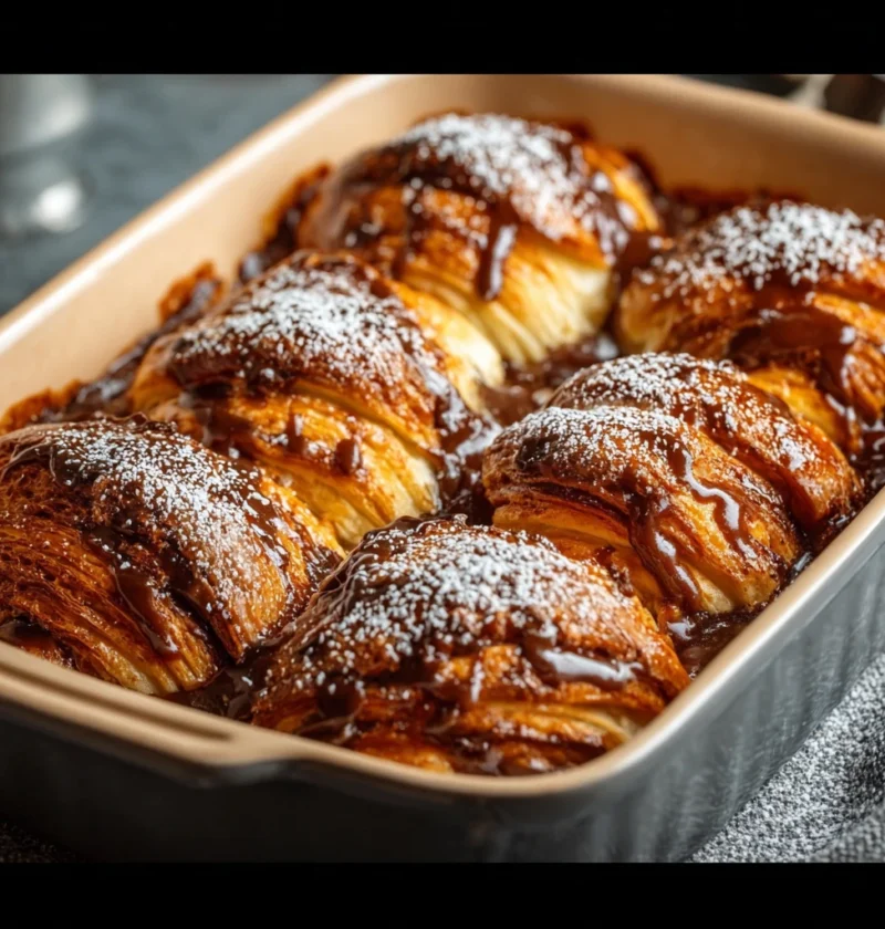 Easy Chocolate Croissant Breakfast Bake Recipe Best Chocolate Croissant Casserole Decadent Croissant Breakfast Ideas Gourm...