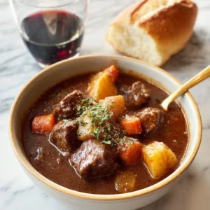 Hearty Beef Stew with Carrots, Potatoes, and Red Wine Recipe