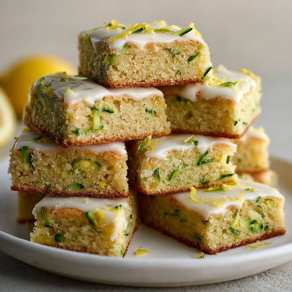 Bright & Zesty Lemon Zucchini Bars with Glaze
