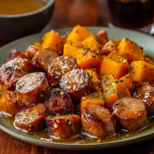 Sausage and Sweet Potatoes with Honey Garlic Sauce