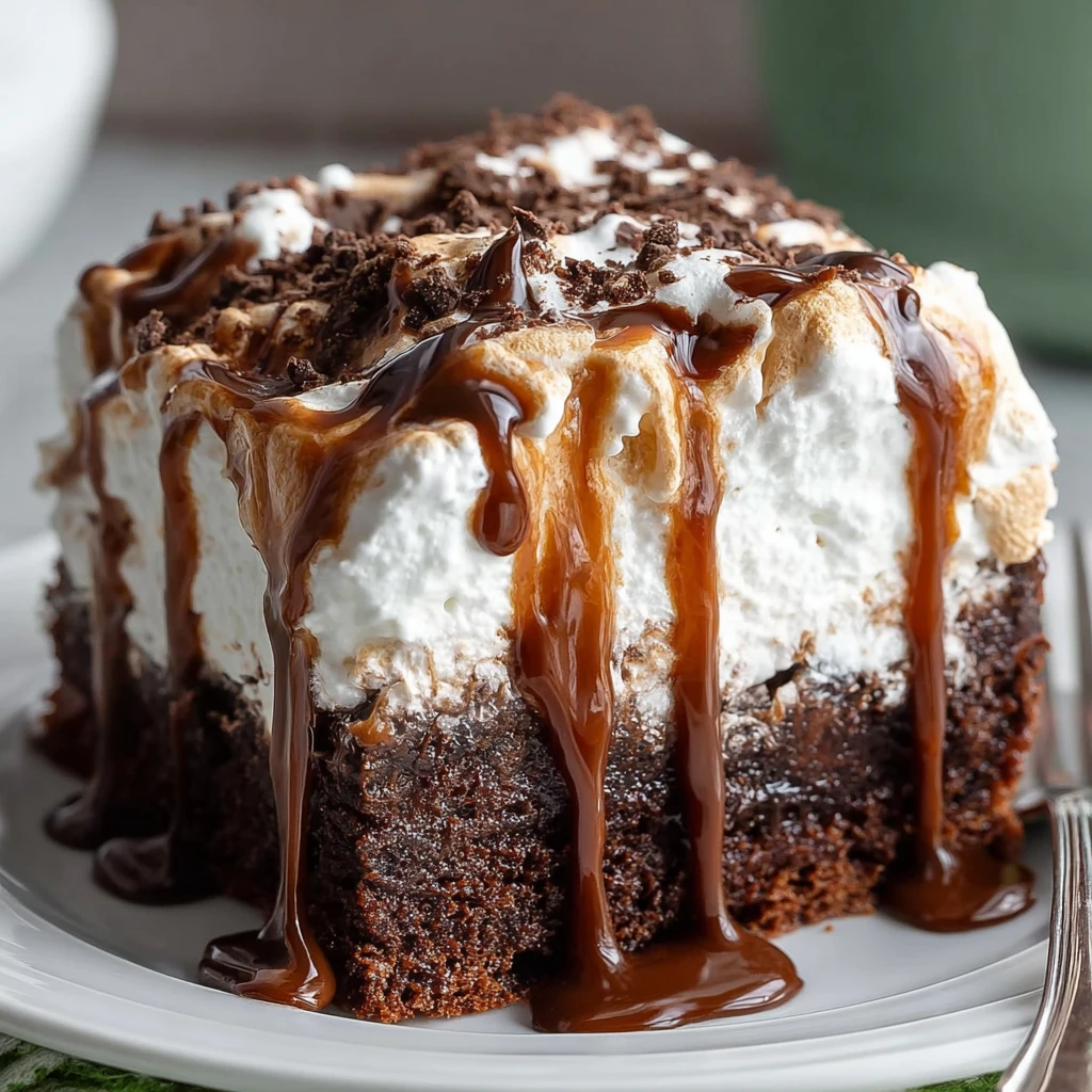 Best Chocolate Poke Cake with Marshmallow