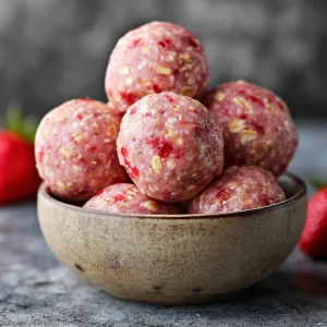 Delicious Strawberry Cheesecake Protein Balls