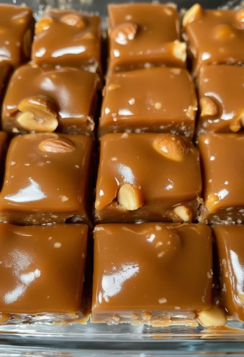 Caramel Nut Fudge Squares