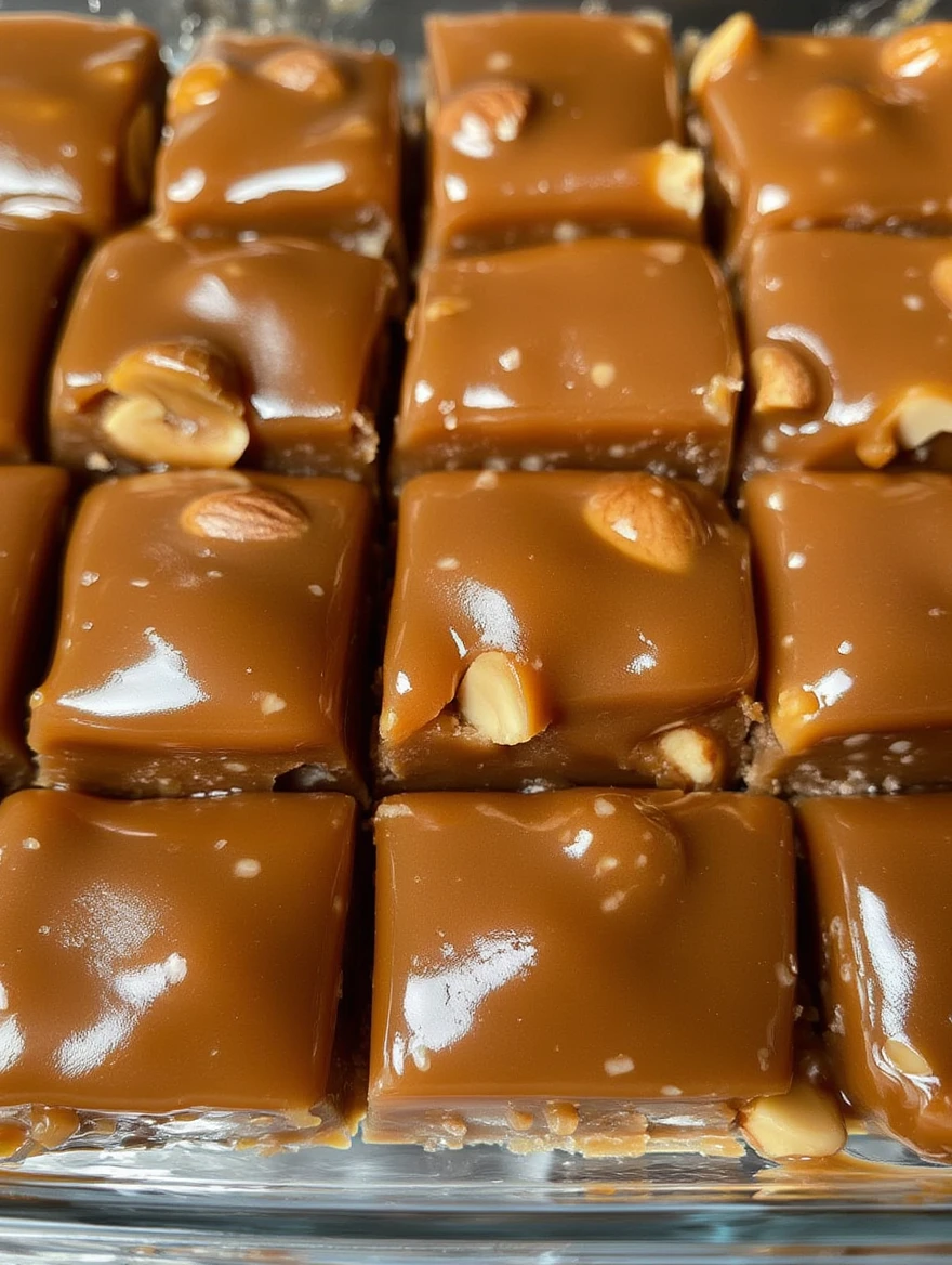 Caramel nut fudge squares