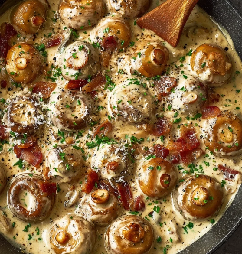 Creamy Garlic Mushrooms Recipe Skillet Garlic Mushrooms With Bacon Parmesan Bacon Mushroom Recipe Easy Creamy Garlic Mushr...