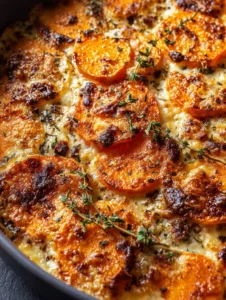 Creamy Sweet Potato and Bacon Bake with Coconut Milk and Herbs