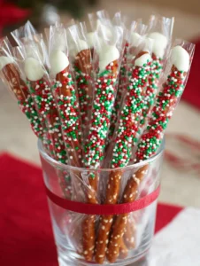 Christmas Chocolate Covered Pretzel Rods Recipe
