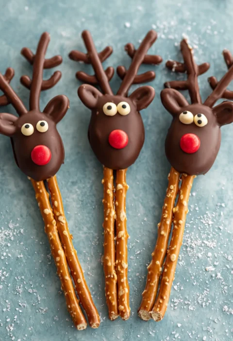 Easy Reindeer Pretzels Recipe For Kids Homemade Reindeer Pretzel Snacks Christmas Reindeer Pretzels Tutorial Healthy Reind...