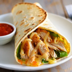 Ooey-Gooey Cheesy Garlic Chicken Wraps Recipe