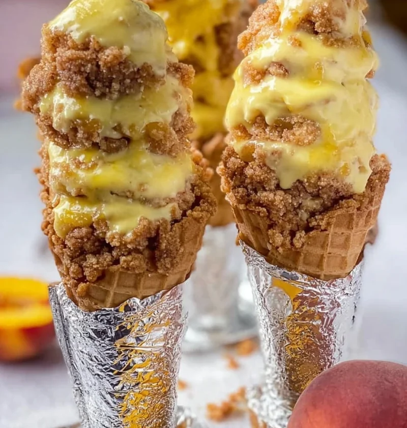 Peach Cobbler Cheesecake Cones Recipe Easy Peach Cobbler Cheesecake Cones Where To Buy Peach Cobbler Cheesecake Cones Home...