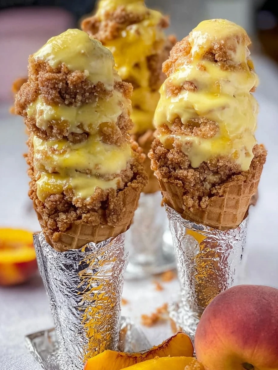 Peach Cobbler Cheesecake Cones