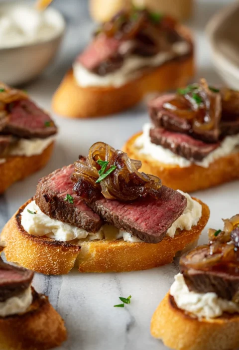 Steak Crostini With Horseradish Sauce Recipe Homemade Steak Crostini Appetizer Ideas Best Bread For Steak Crostini Caramel...