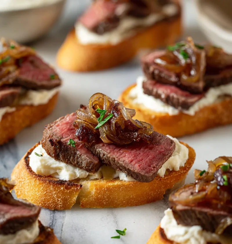 Steak Crostini With Horseradish Sauce Recipe Homemade Steak Crostini Appetizer Ideas Best Bread For Steak Crostini Caramel...