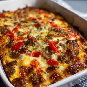 Cheesy Beef and Bell Pepper Casserole