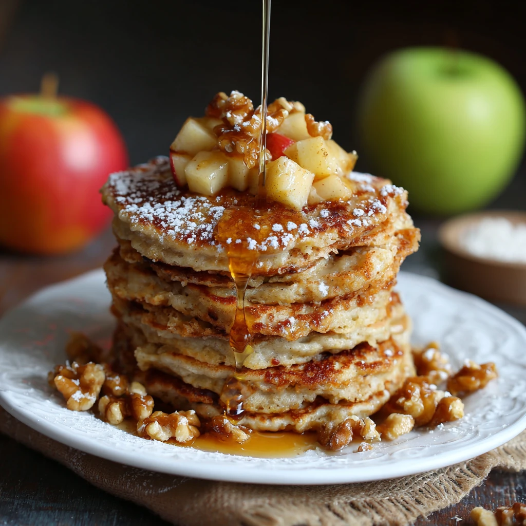 Apple Pie Pancakes with Vanilla Maple Syrup