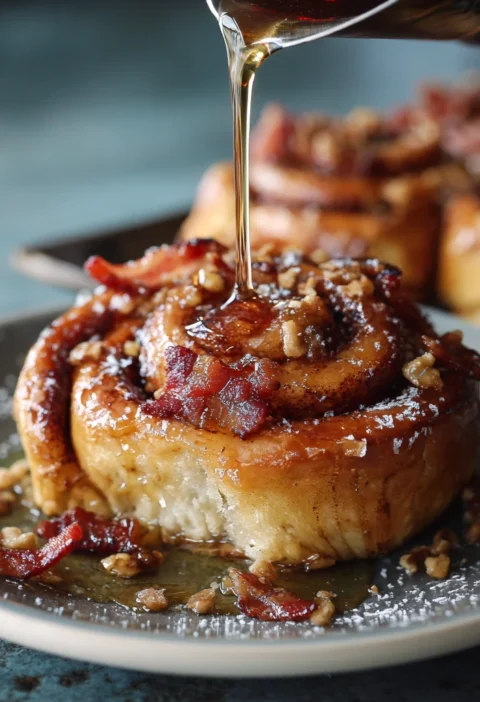 Bourbon Maple Bacon Cinnamon Rolls Sweet Morning